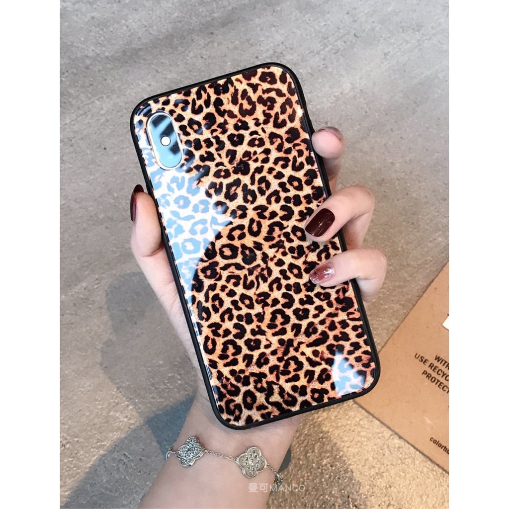 [ IPHONE ] Ốp Lưng Kính Cường Lực Da Báo (kèm dây) - A042 | BigBuy360 - bigbuy360.vn