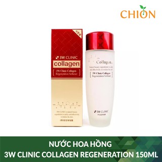 Nước Hoa Hồng Dưỡng Trắng Da Chống Lão Hóa 3W Clinic Collagen Regeneration Softener 150ml - Hàn Quốc Chính Hãng