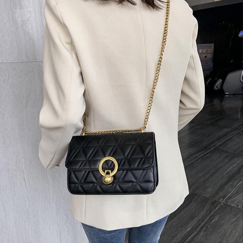 Túi Xách Nữ Đeo Chéo Dây Xích Móc Khóa Hình Tròn  HARA Túi Xách