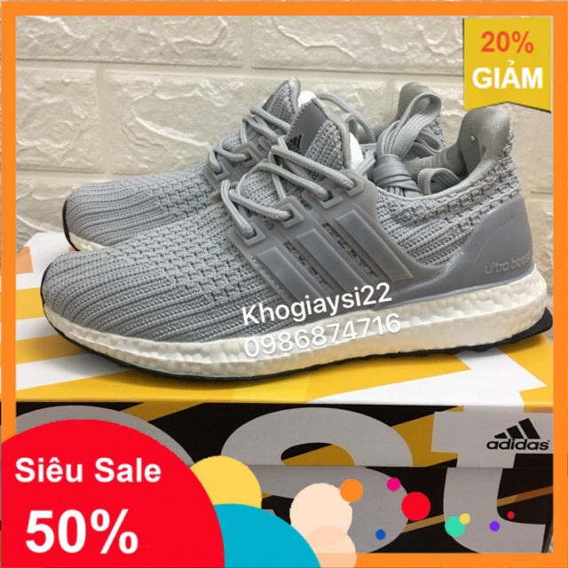 Giày ultra boost 4.0 XÁM TRẮNG 36->43 [ĐEP CHUẨN ] 🔥 ✔️ : : : 🔥 XIÊU RẺ :
