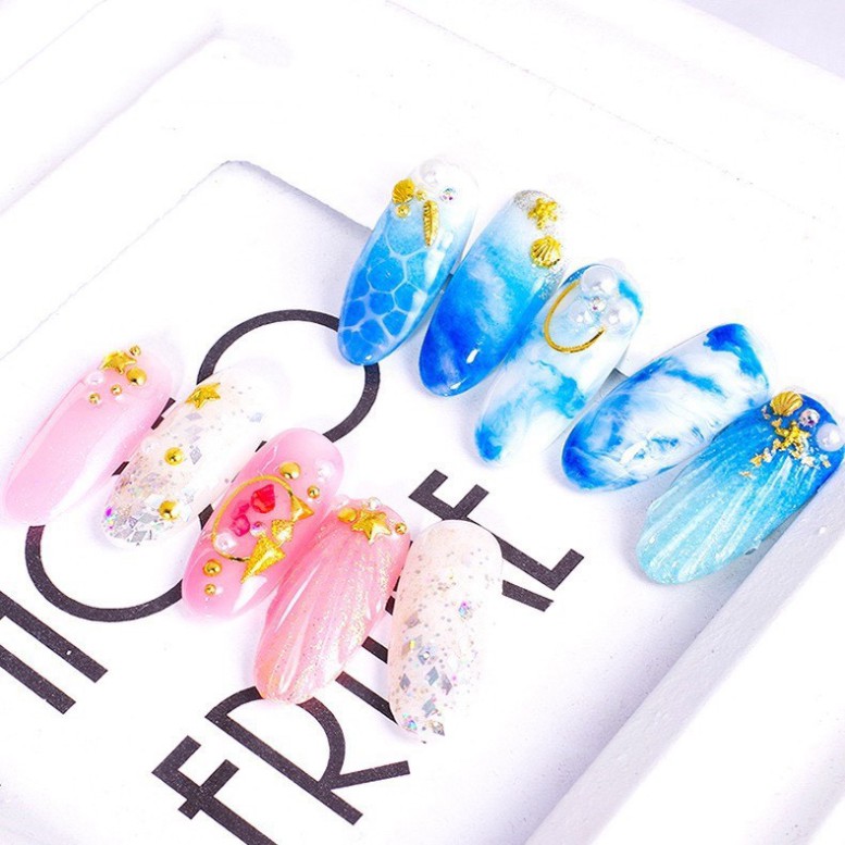 Set Túi phụ kiện, charm, đá thạch anh cao cấp đính móng tay