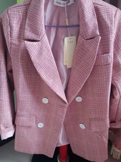 [Order] Áo blazer kẻ hồng pastel (kèm ảnh thật)