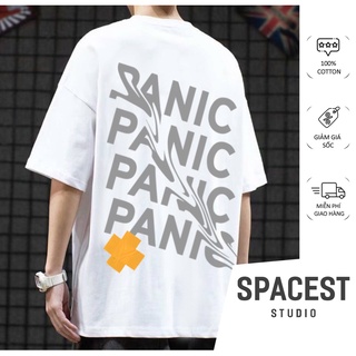Áo thun nam nữ tay lỡ form rộng panic spacest, áo phông cổ tròn unisex basic tee tv5052