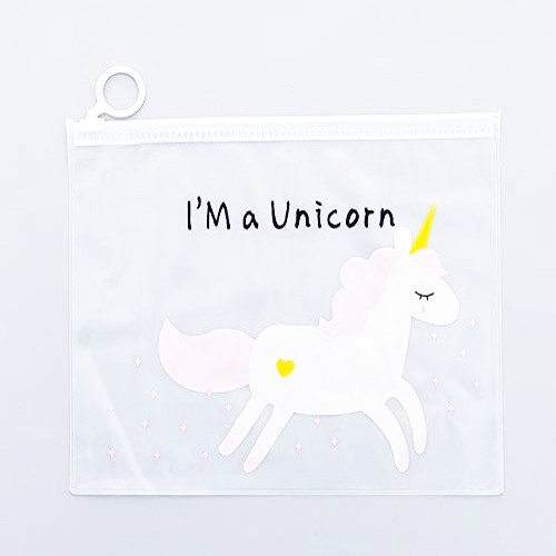 Túi Đựng Bút Trong Suốt In Hình Ngựa Một Sừng Dễ Thương