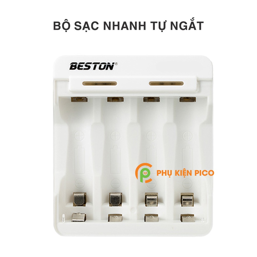 Bộ sạc nhanh kèm 4 Pin sạc BESTON chuyên dùng cho Micro Karaoke máy ảnh - Combo pin sạc BESTON