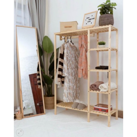 (Giá rẻ nhất thị trường) Kệ Treo Quần Áo Khung Gỗ Thông 1 Ngăn GUGO | BigBuy360 - bigbuy360.vn