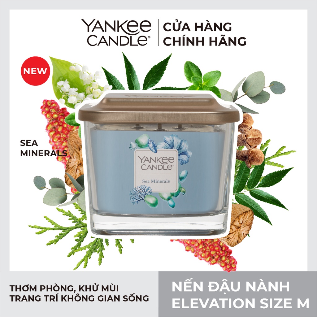 Nến ly vuông Elevation Yankee Candle size M - Sea Minerals (347g)