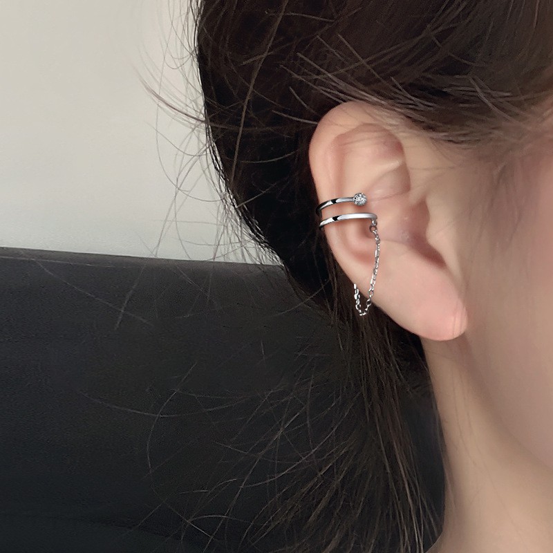 Khuyên Tai Bông Tai Nữ Kẹp Vành Tai 2 Vòng Không Cần Xỏ Lỗ EC12