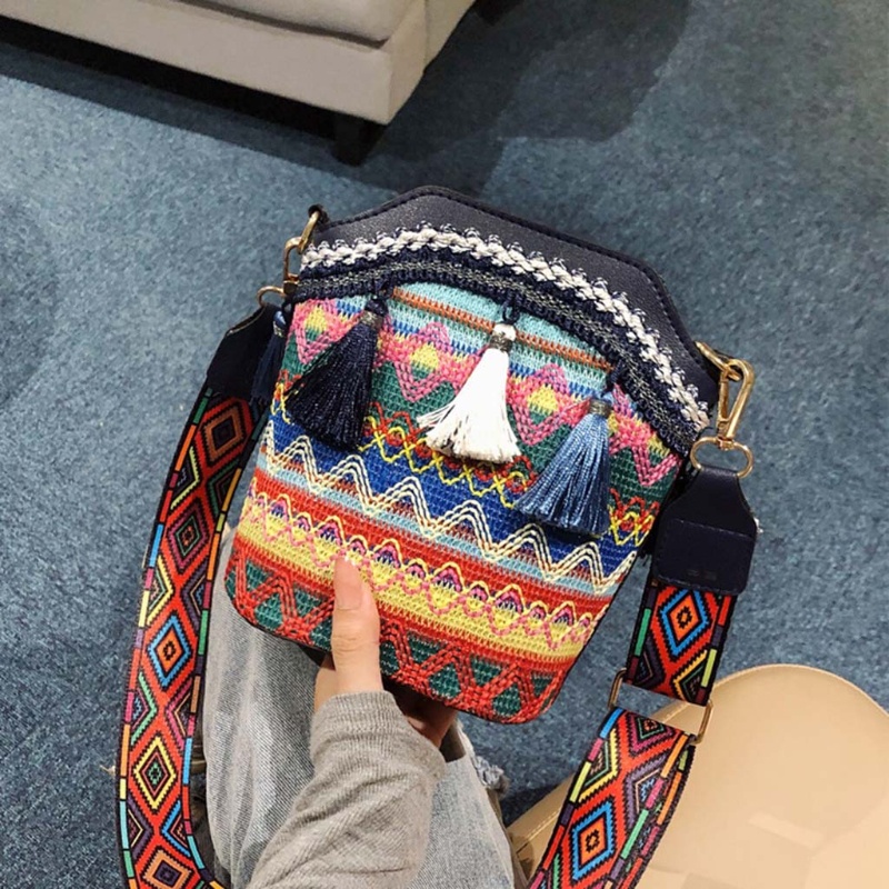 Túi Đựng Điện Thoại Đeo Chéo Thêu Họa Tiết Thổ Cẩm Phong Cách Boho Cổ Điển Dành Cho Nữ