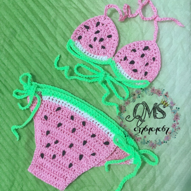 Bikini bé gái len handmade