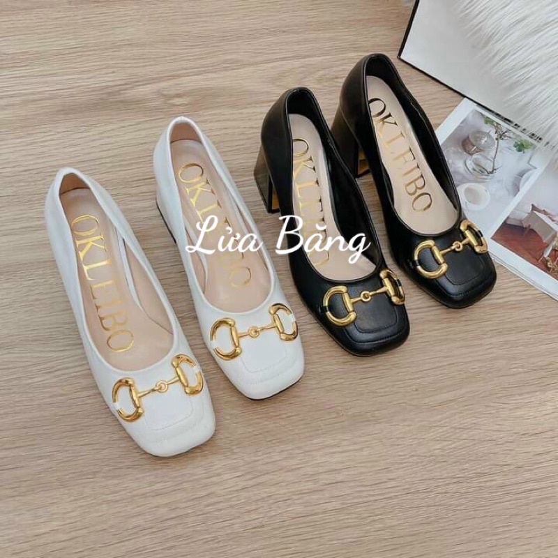 Sandal nữ Vintage Mũi Vuông Khuy Xích DD mắt to 316