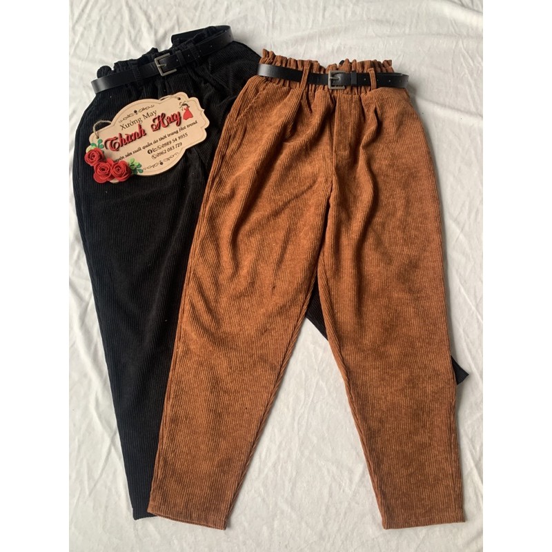 [Mã FAMAYWA giảm 10K đơn 50K] quần baggy nhung, quần nhung tăm nữ kèm đai (ảnh thật trải sàn kèm video) | BigBuy360 - bigbuy360.vn