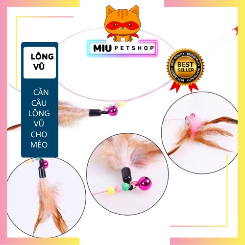 Cần câu lông vũ - cần câu đồ chơi giảm stress cho chó mèo