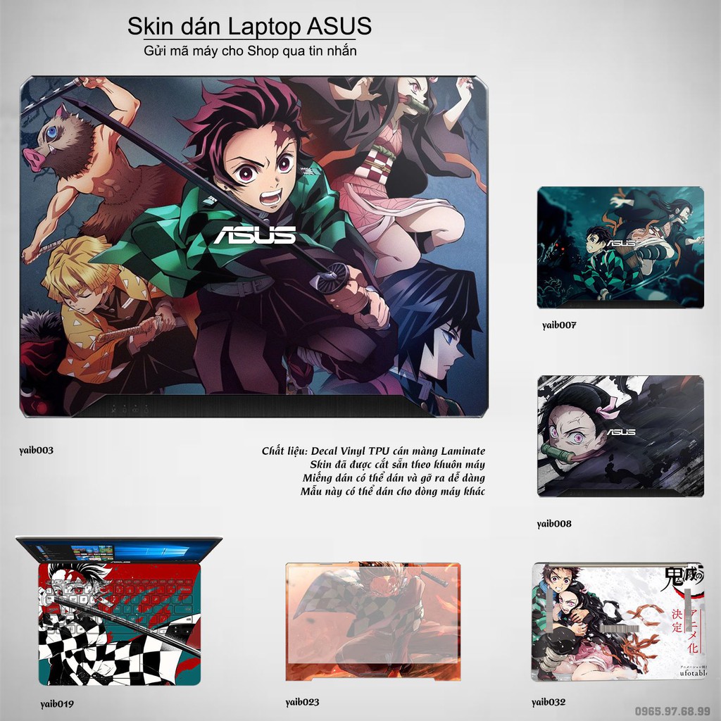 Skin dán Laptop Asus in hình Kimetsu No Yaiba (inbox mã máy cho Shop)