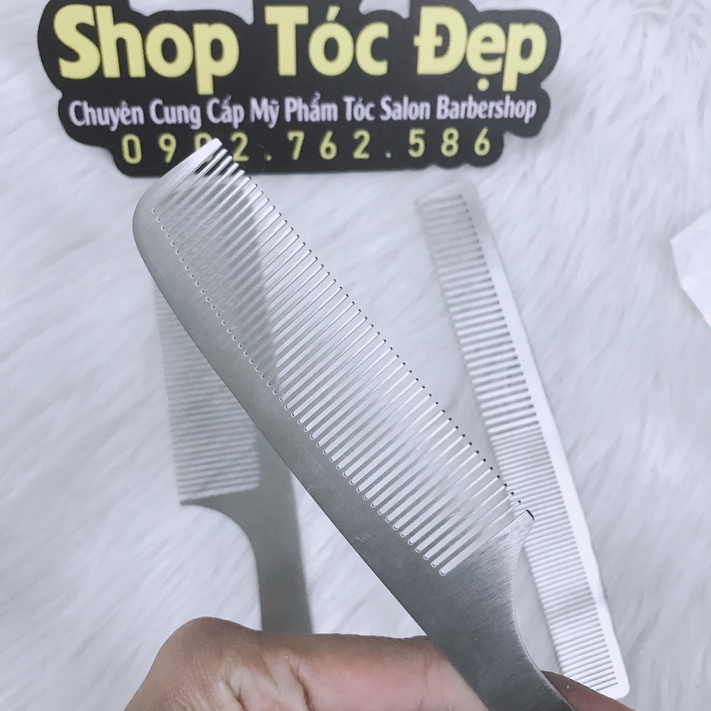 Lược Thép Cắt Tóc Nam Nữ chuẩn Barber, Lược Cắt Tóc Inox Bằng Thép Không Chải Cực Bám Tóc