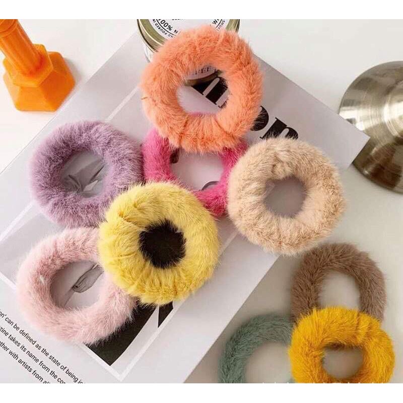 Chun cột tóc lông thỏ bản nhỏ