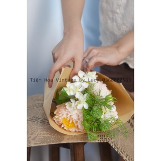 Bó hoa mẫu đơn peony bó hoa cô dâu hoa lụa cao cấp nhiều màu- hoa giả decor trang trí