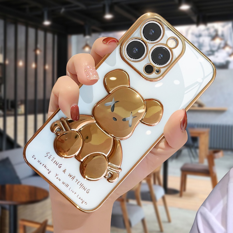 Ốp Điện Thoại TPU Trong Suốt In Hình Gấu Hoạt Hình Cho IPhone 13 12 11 Pro Max XS Max XR X 8 7 Plus