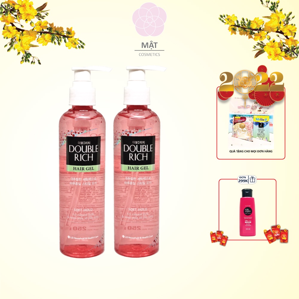 Combo 2 chai Gel vuốt tóc Double Rich tạo kiểu và giữ nếp tóc tự nhiên 250ml