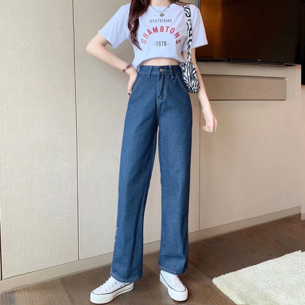 Quần Jeans Nữ Dài Lưng Cao Thời Trang Hàn