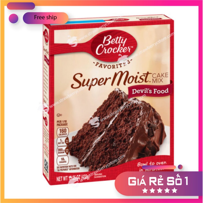 Bột làm bánh Super Moist Cake Mix hiệu Betty Crocker (Hộp 432gr) - USA