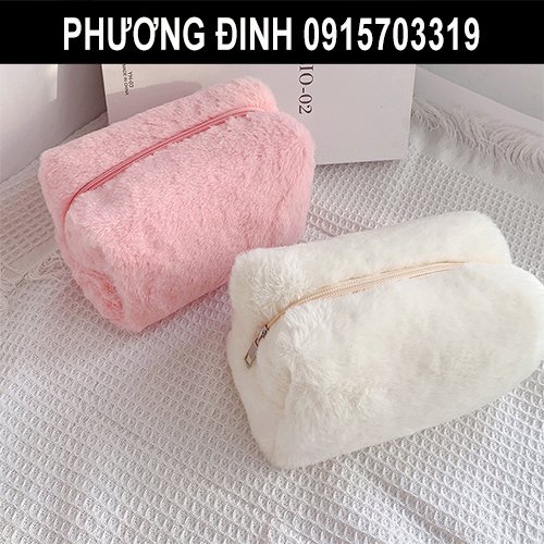 Túi đựng mỹ phẩm, đồ trang điểm bằng LÔNG mềm mại BENTOY MILKJOY