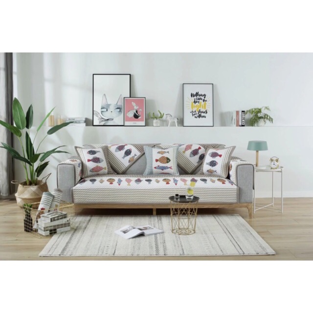 Thảm vải cotton phủ sofa hoặc trải sàn