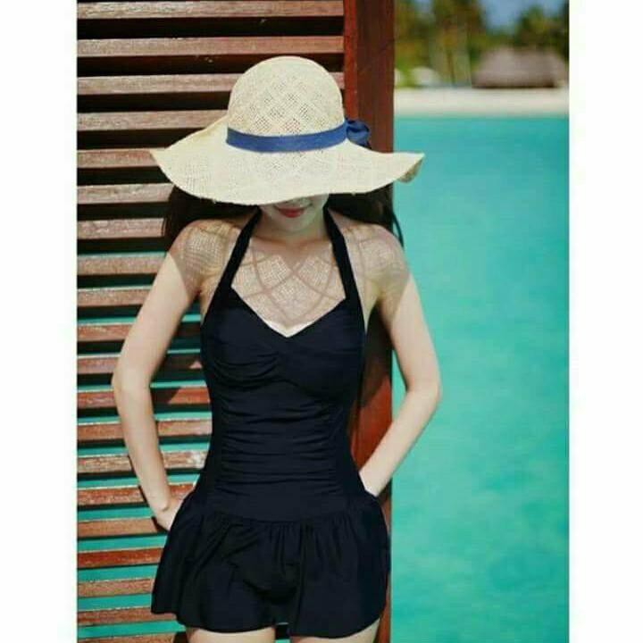 Bikini, Đồ bơi nữ SV1MCY liền thân đỏ đen gợi cảm che khuyết điểm cao cấp chất thun lạnh