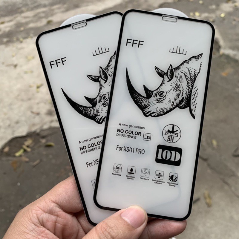 Kính cường lực iphone Tê Giác  full màn 10 iphone 7/8/7plus/x/xsmax/11/12/13/pro/max/promax [TÊ GIÁC]