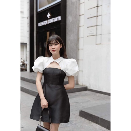Đầm dự tiệc tay phồng cổ phối sang trọng Obin Dress
