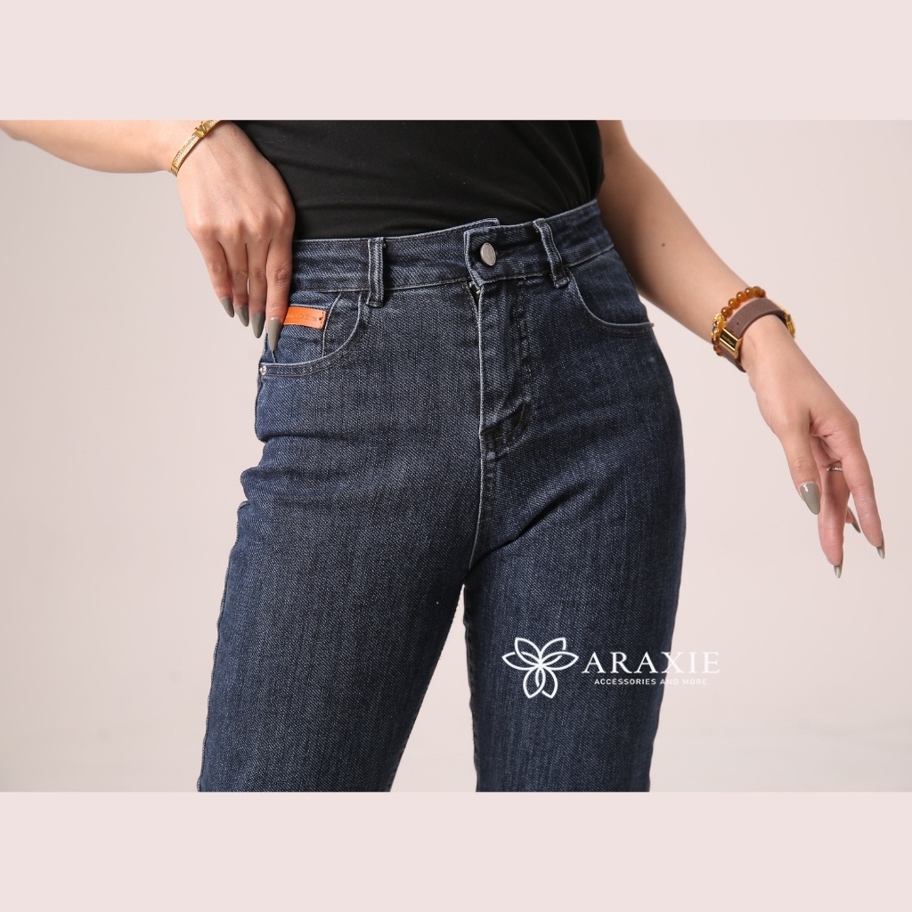Quần jean baggy nữ Jean Araxie Quần bò baggy nữ cạp cao màu xanh co giãn tốt hack dáng JABG01