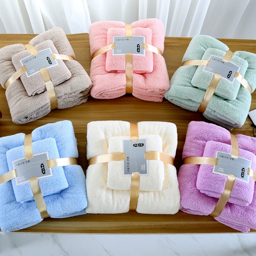 Bộ 2 khăn lông cừu cao cấp xuất Nhật. 1 khăn tắm. 1 khăn mặt. Kích thước 140x70cm, 80x35cm
