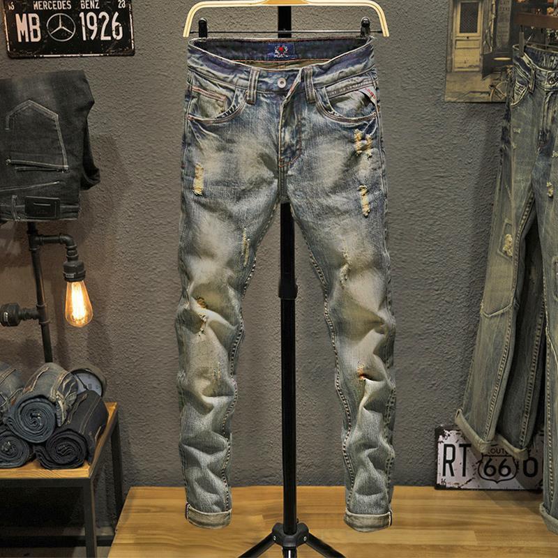 Quần Jeans Dài Rách Gối Thời Trang Dành Cho Nam