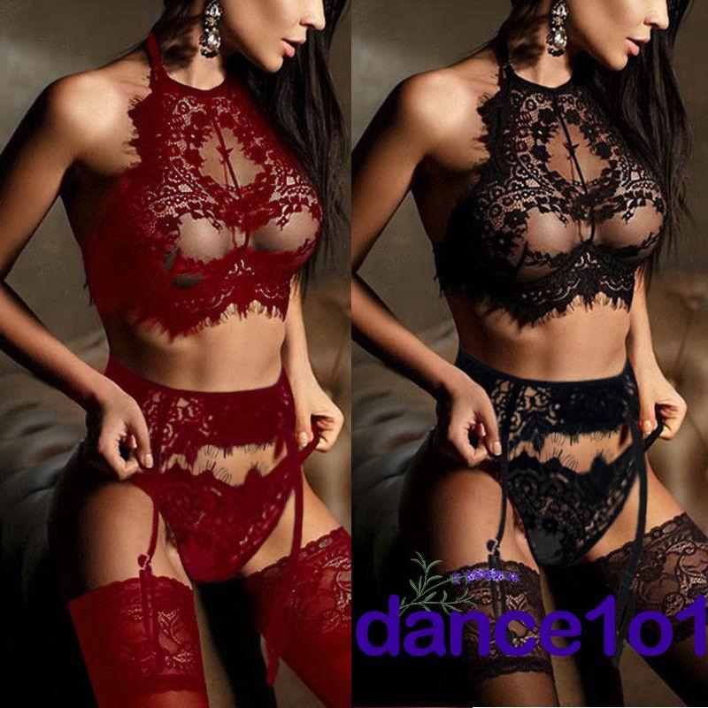 Bộ đồ ngủ phối ren kèm quần lót chữ G gợi cảm cho nữ