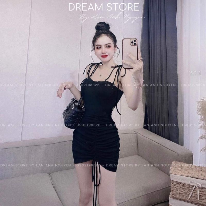 ĐẦM BODY 4 DÂY CÓ MÚT FOM NGẮN RÚT SEXY