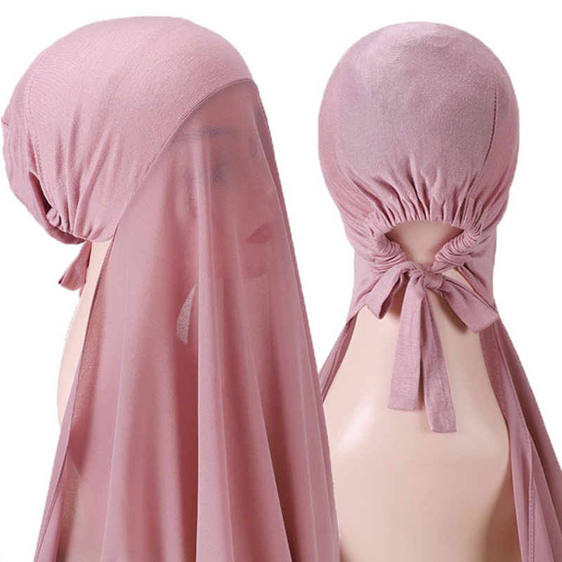Khăn Choàng Hijab Dài Vải Chiffon Mềm Màu Trơn Trang Trí Thời Thượng