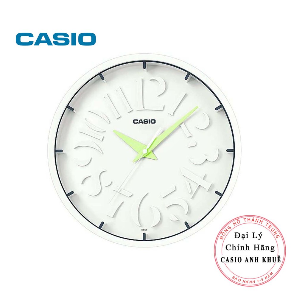Đồng hồ treo tường phong cách hiện đại Casio IQ-64-3DF màu trắng ( 30.5 x 4.7 cm)