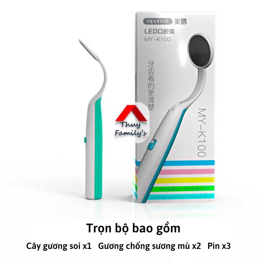 Đèn soi nha khoa chống mờ gương DHA, gương soi nha khoa chăm sóc sức khỏe răng miệng có đèn LED