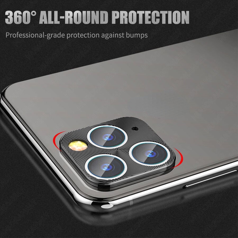 2 in 1 Protector Camera Glass For iPhone 11 Pro Max Metal Ring Protector Case
