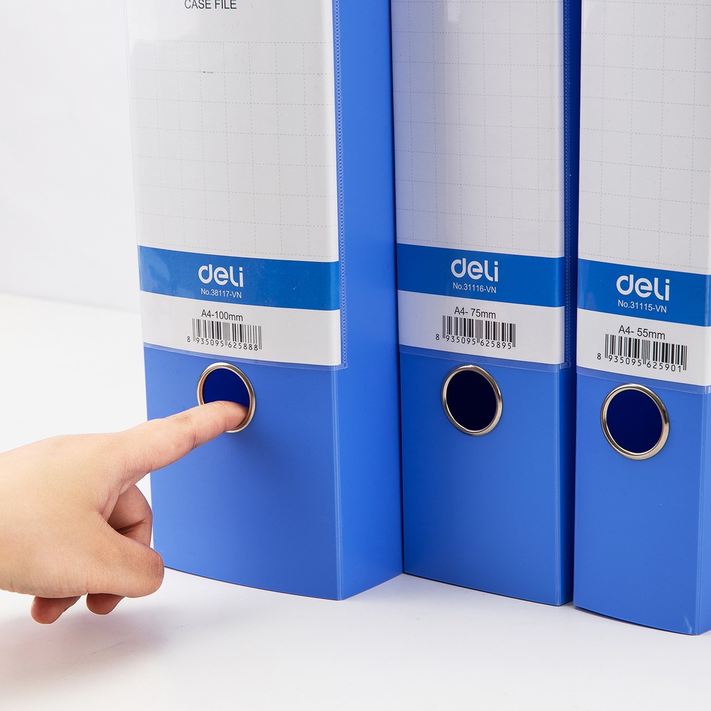 File hộp Deli - 5cm/7cm/10cm/15cm - chất liệu PP tốt - Xanh dương - 1 chiếc - W31115 / W31116 / W38117/W38118