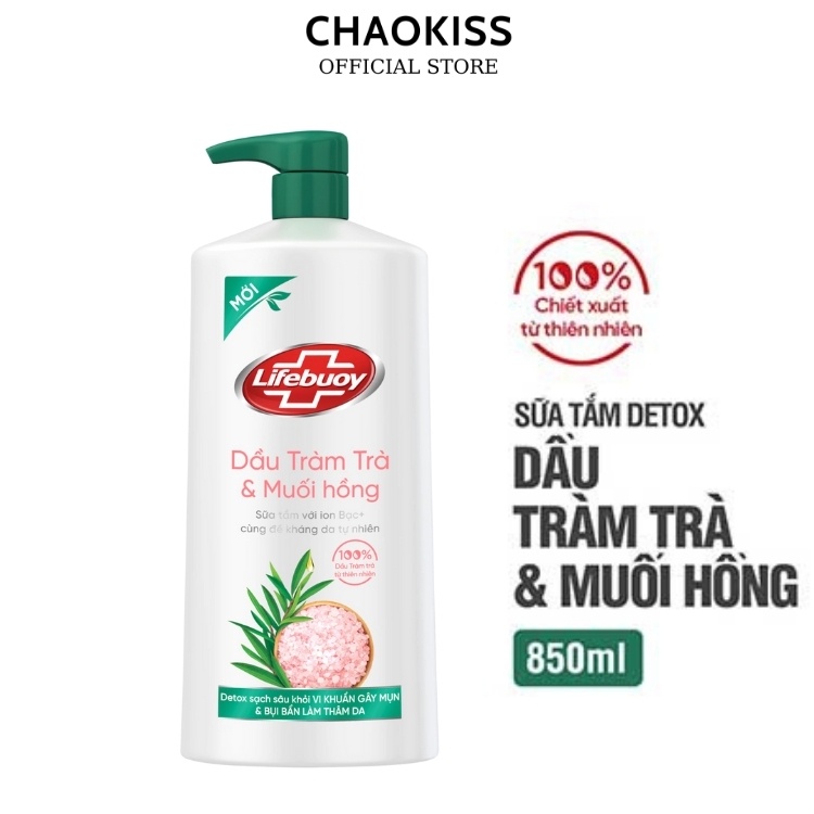 Sữa tắm Lifebuoy Detox Matcha và Than hoạt tính bạc hà bảo vệ khỏi vi khuẩn chai 850gr