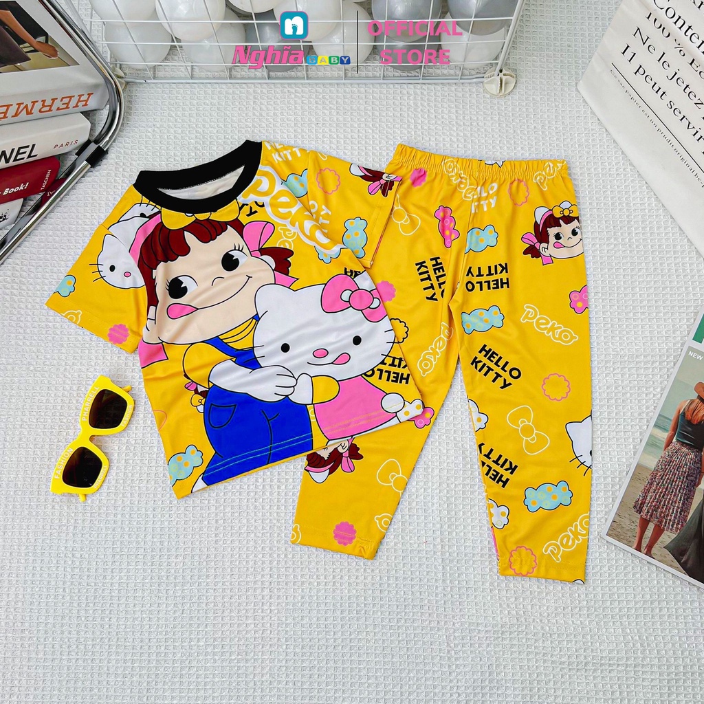 Đồ bộ bé gái thun lạnh 3d NGHĨA BABY dành cho bé từ 10-26kg