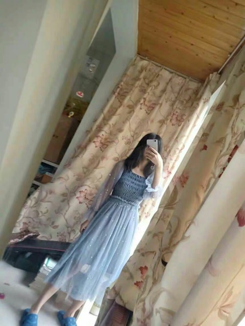 (SẴN) Váy công chúa dáng xòe 2 lớp tay dài lấp lánh BLINK BLINK phong cách dễ thương xinh xắn V00109 | BigBuy360 - bigbuy360.vn