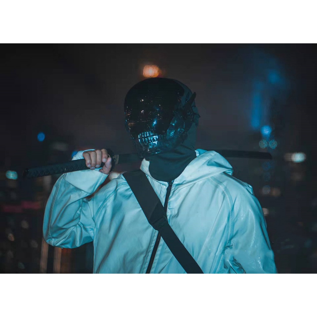 CyberPunk Mặt Nạ Cosplay Bloodsport Dc Sọ Mặt Nạ Mặt Nạ Với Ánh Sáng LED, lễ Hội Âm Nhạc Và Đá Cảnh Đạo Cụ Phù Hợp Forhalloween Và Đảng