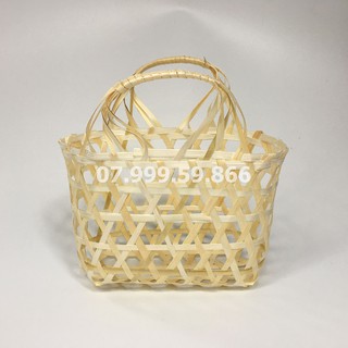Giỏ quà tết, rổ mây tre đan 2 quai xách