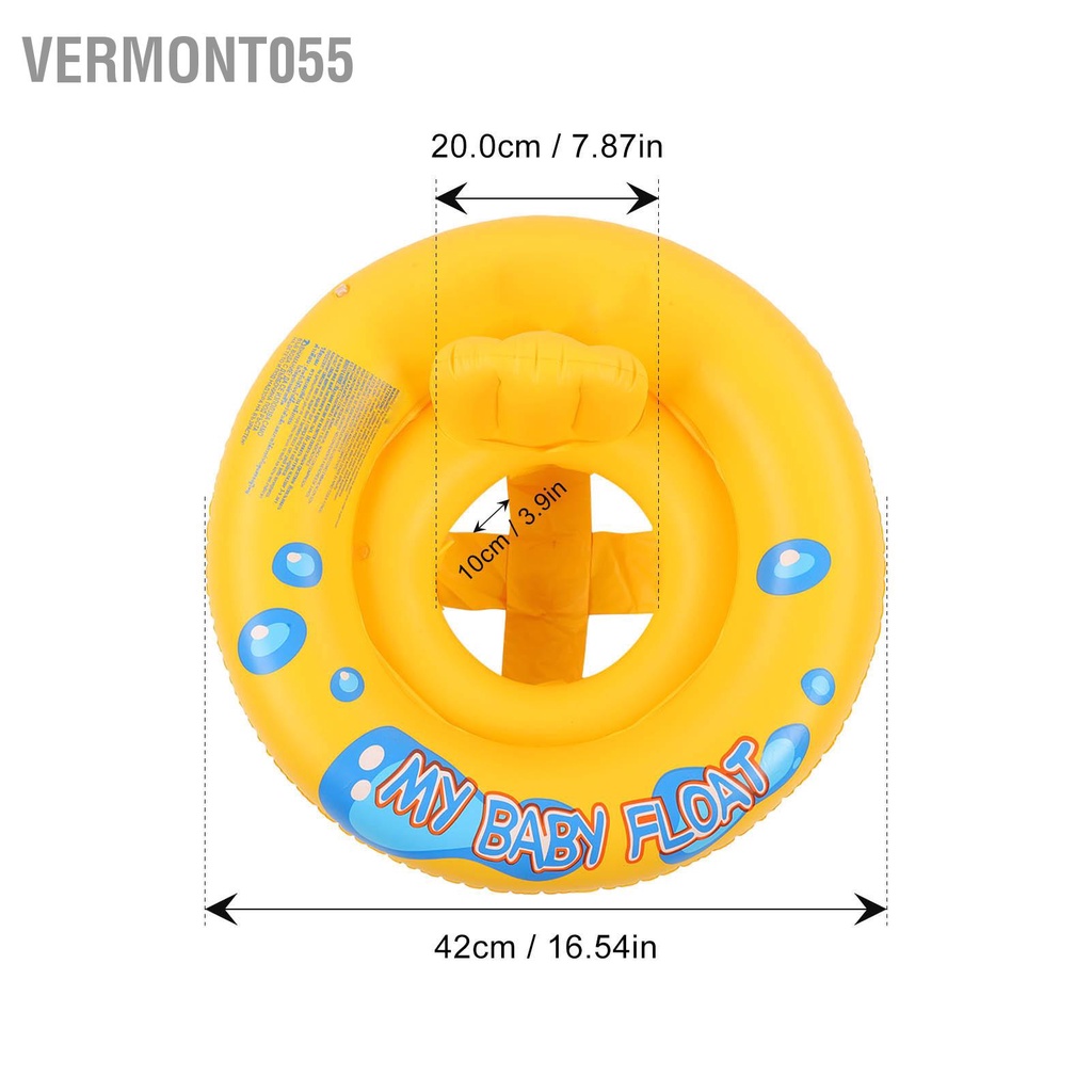 Vermont055 Bể bơi cho bé Ghế tập Phao bơm hơi với ghế an toàn Buồng không khí đôi trẻ mới biết đi Trẻ sơ sinh
