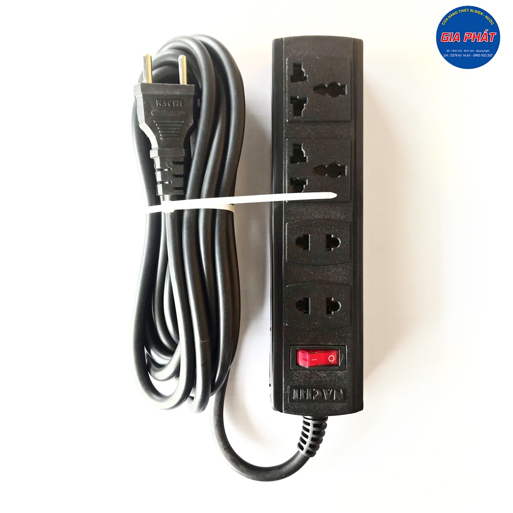 Ổ cắm liền dây NACHI - 2200W - 4 ổ - 1 công tắc - Dây dài 5 mét