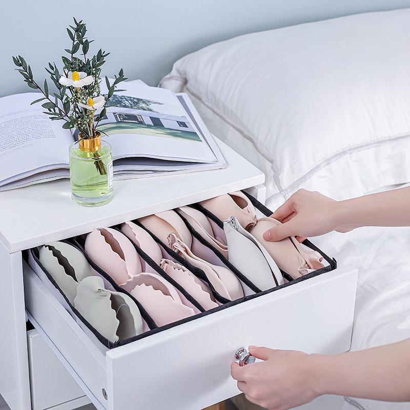 Hộp đựng đồ lót/vớ bằng vải lưới trong suốt có thể gấp lại tiện dụng cho gia đình