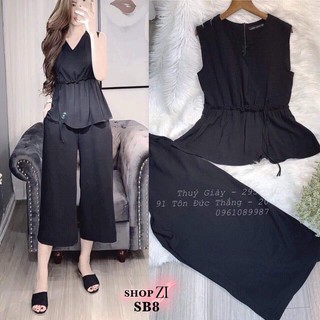 SÉT ĐŨI ÁO PEPLUM QUẦN ỐNG RỘNG (3 MÀU)