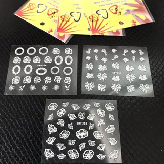 Sticker dán móng nail hoa trắng 3d